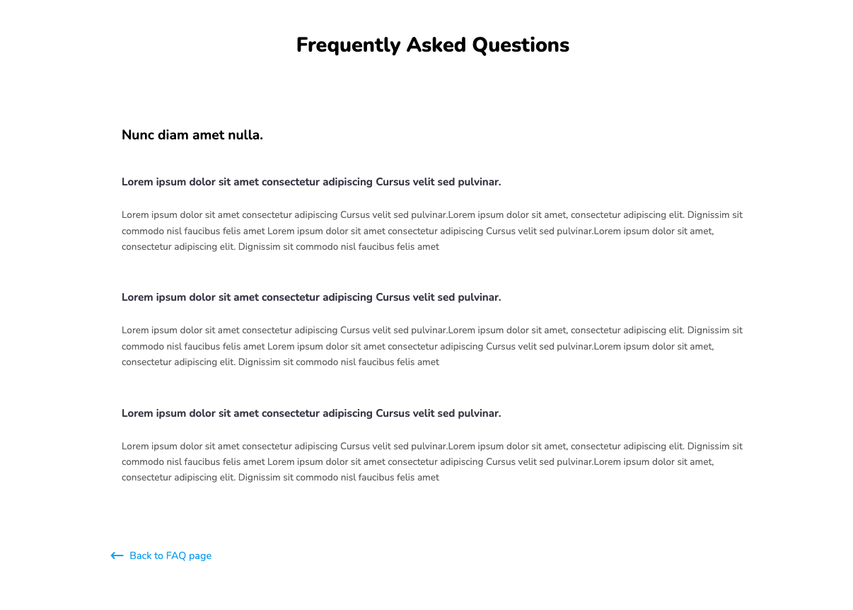 Classic website FAQ Design: Desktop