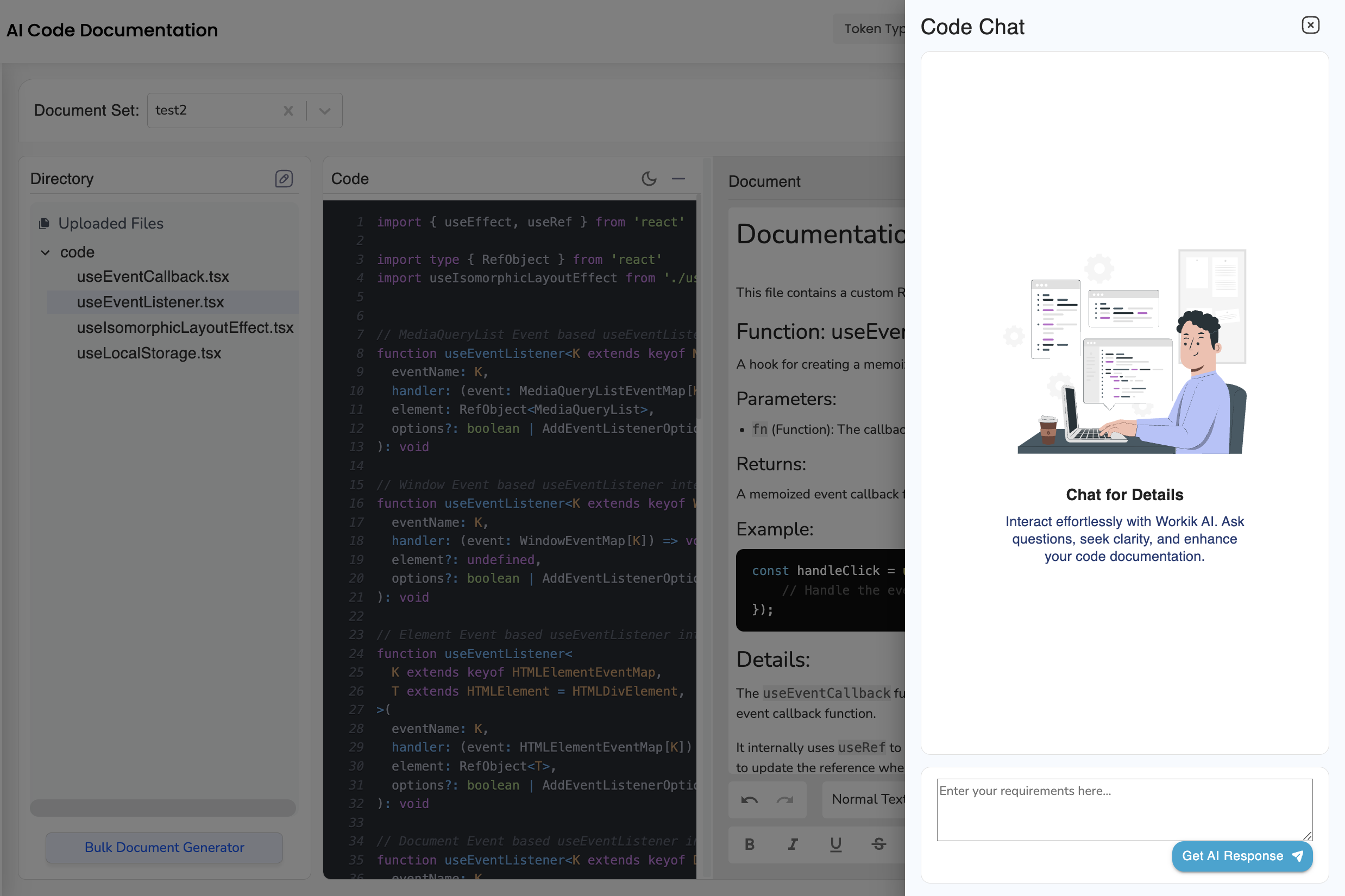 AI-Powered Code Documentation: Effortlessly document your codebase with AI.