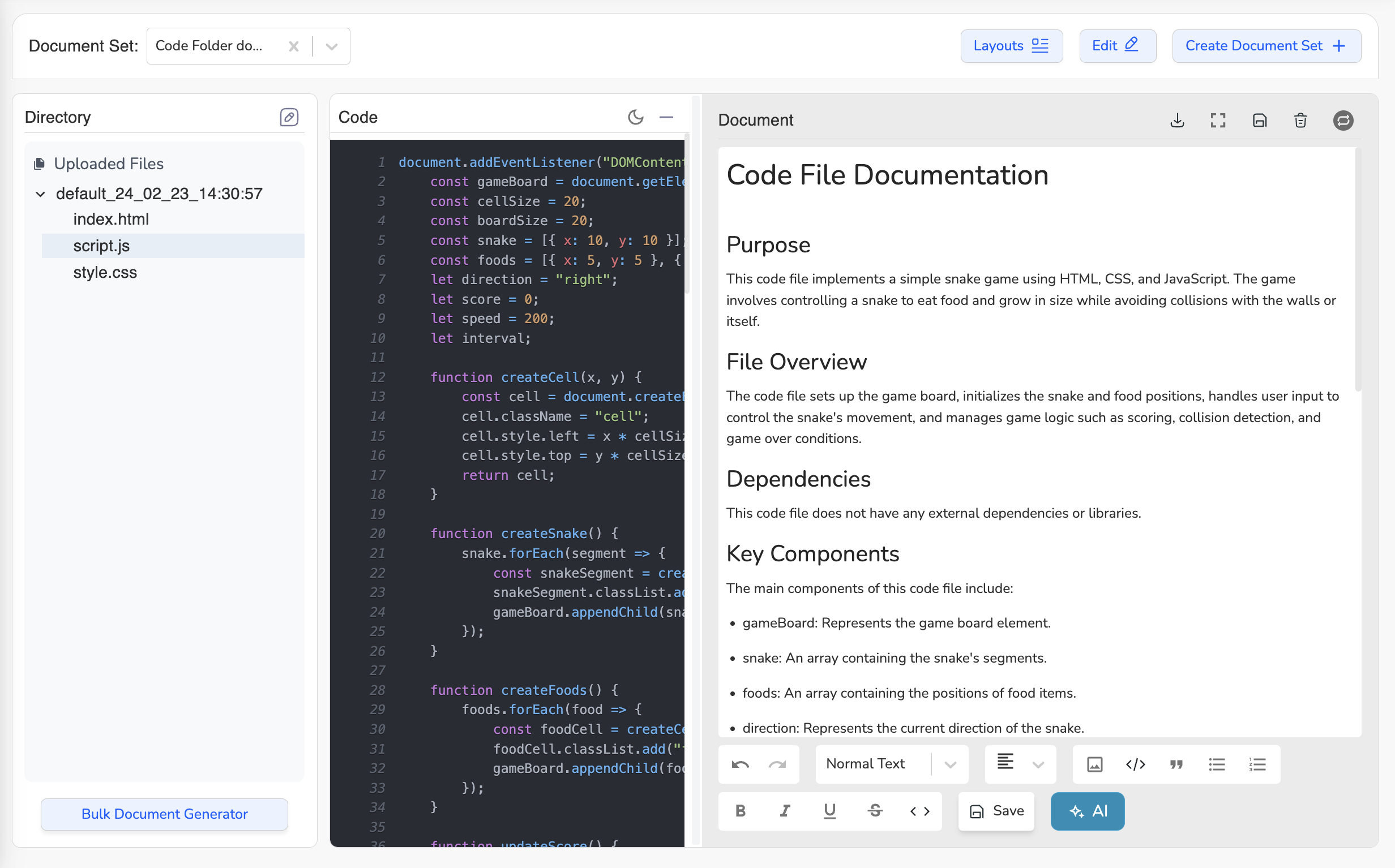 AI-Powered Code Documentation: Effortlessly document your codebase with AI.
