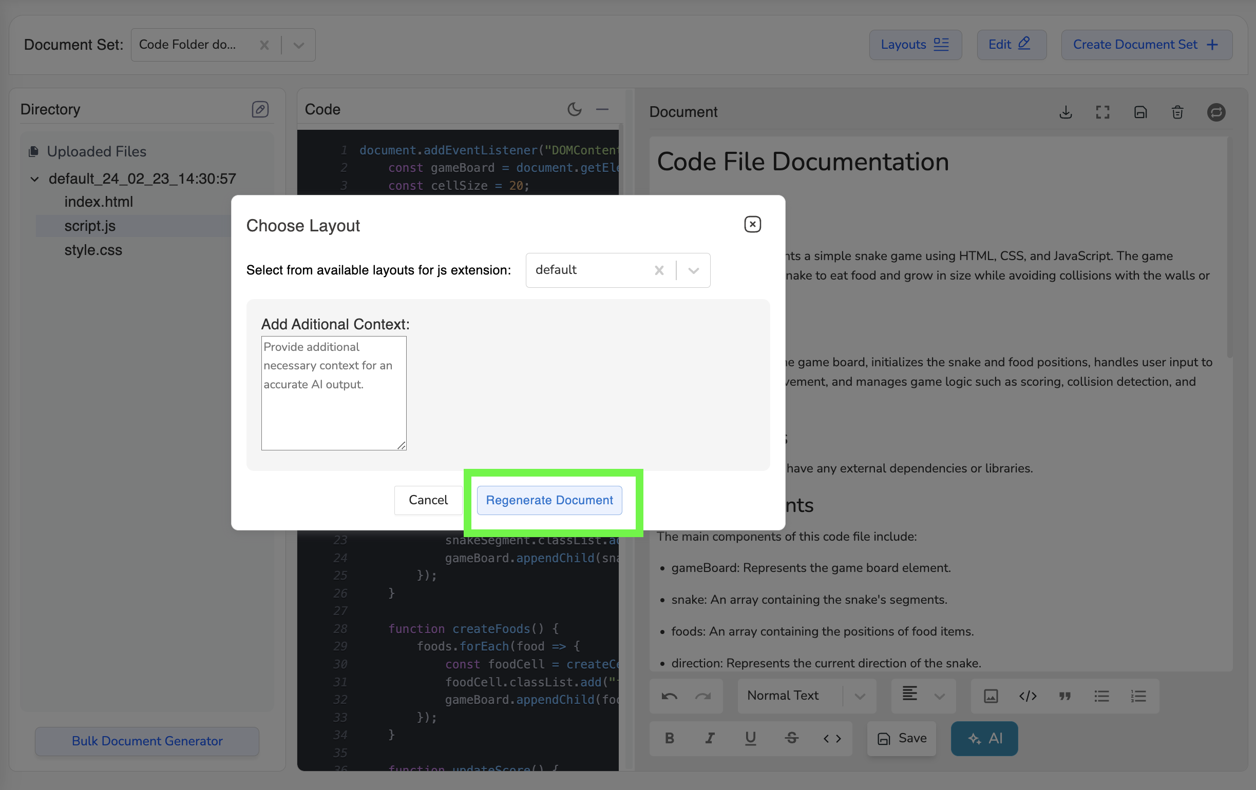 AI-Powered Code Documentation: Effortlessly document your codebase with AI.
