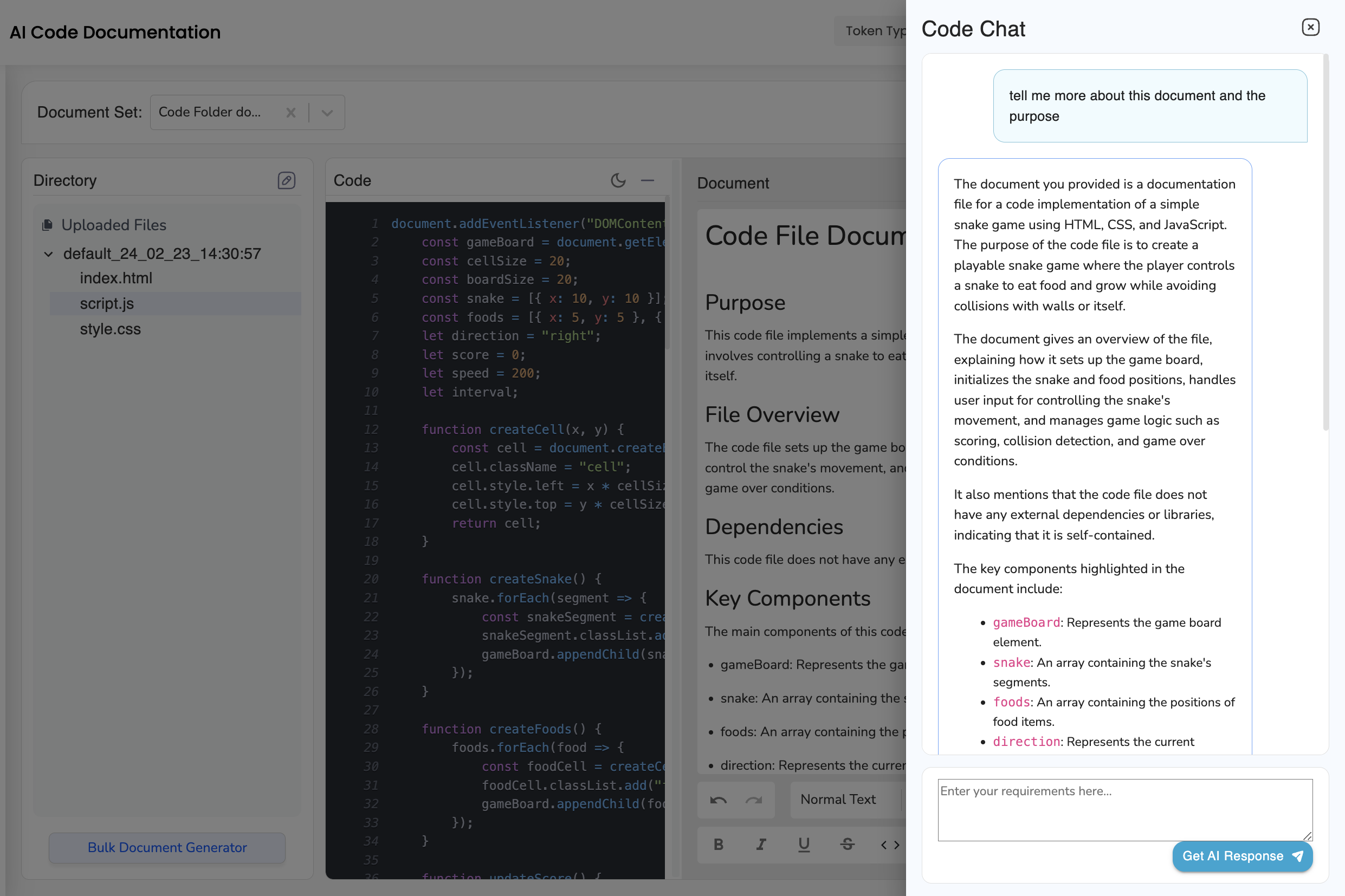 AI-Powered Code Documentation: Effortlessly document your codebase with AI.
