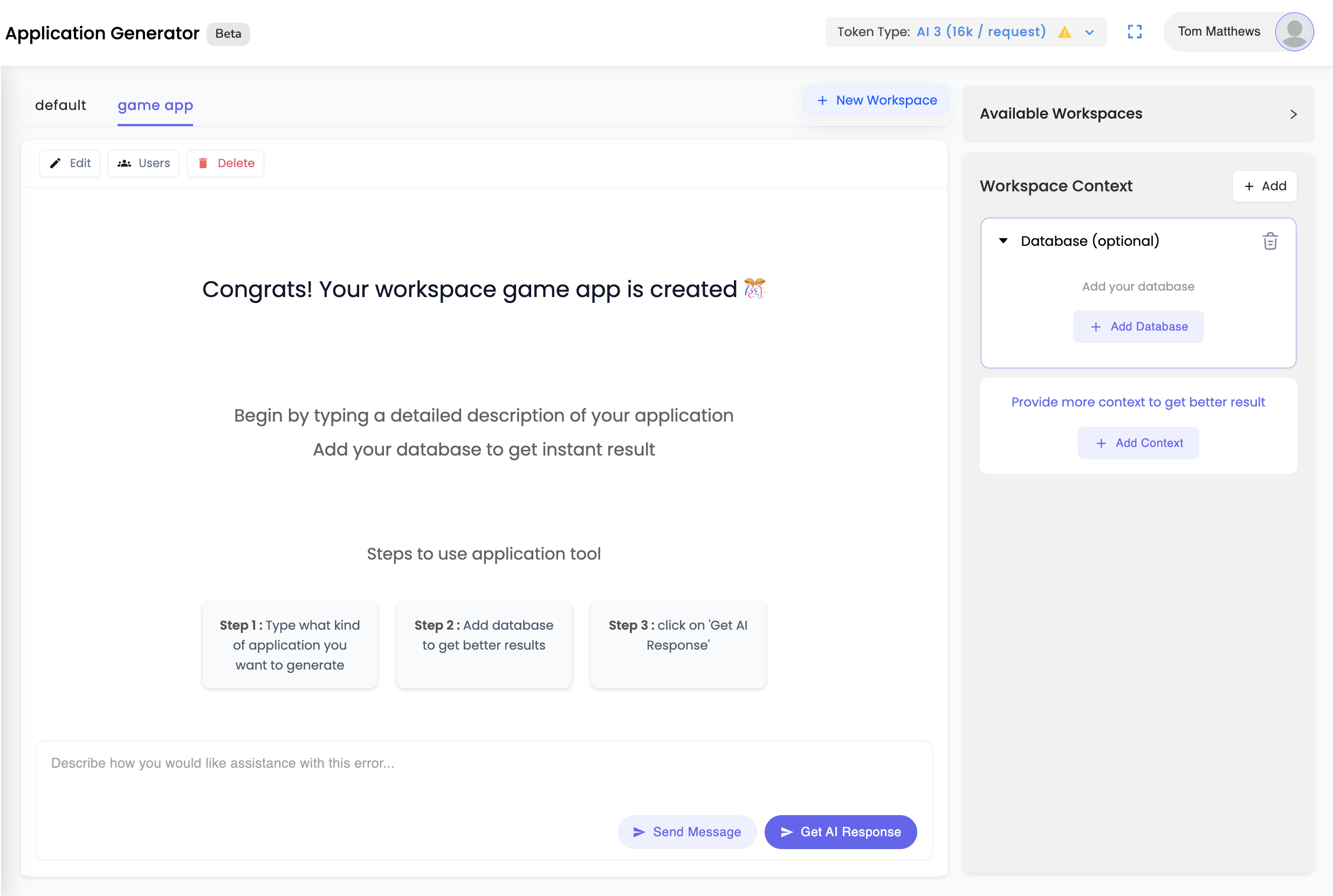 Workik's AI-powered Application Generator: Get application zip file ...