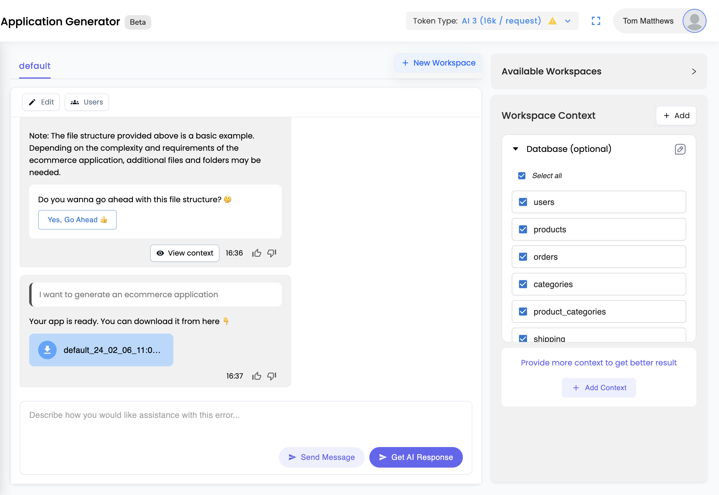 Workik's AI-powered Application Generator: Get application zip file ...